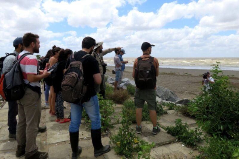 A group of people looking at the sea