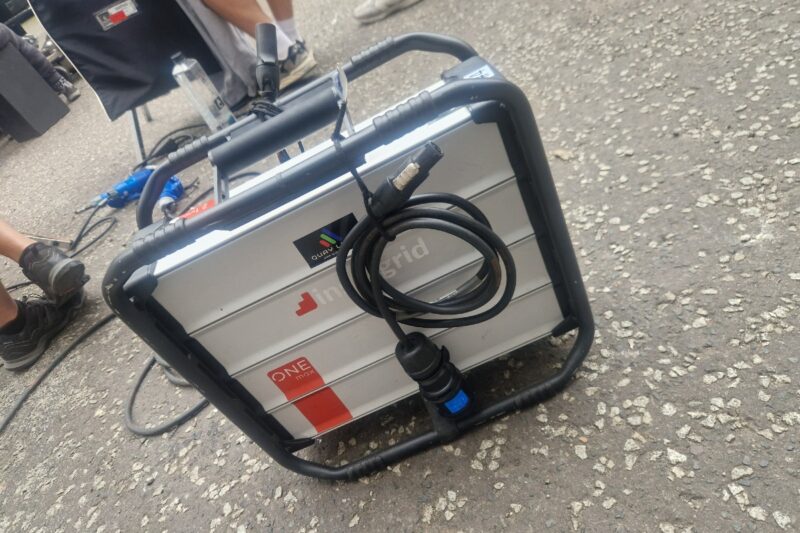 A portable battery pack.